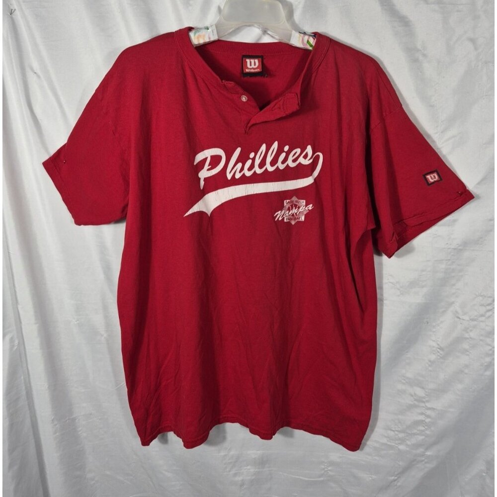 Wilson Phillies 13 Men's Red Baseball Babe Ruth Nampa 100% COTTON Shirt XL